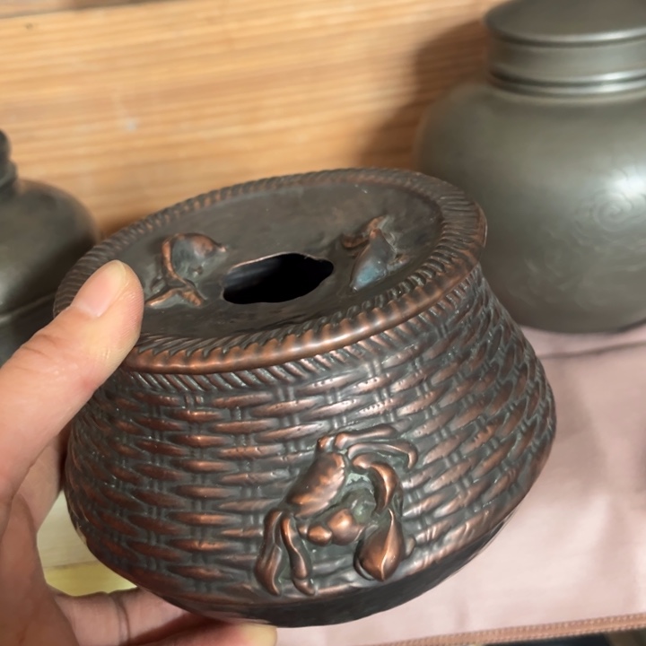 蜜安罐瓷香炉锡茶则