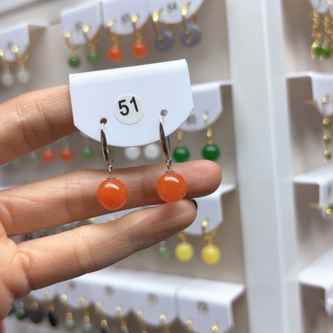 南红玛瑙耳饰银S925镶嵌2