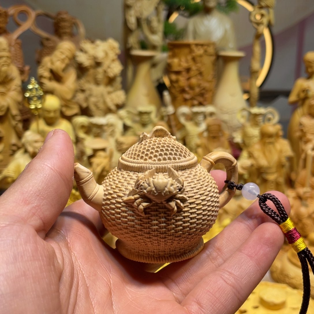 黄杨木小叶瑕疵大号把把壶