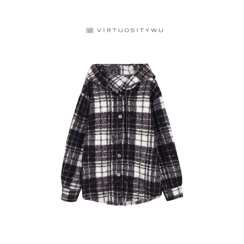 （大贤家）圈圈毛格子外套