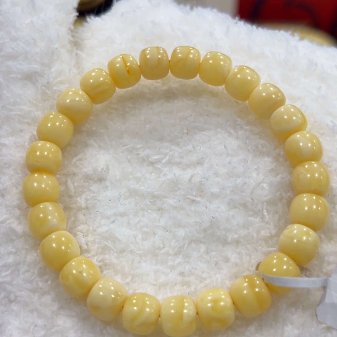 蜜蜡手链未镶嵌8.5m奶黄满蜡