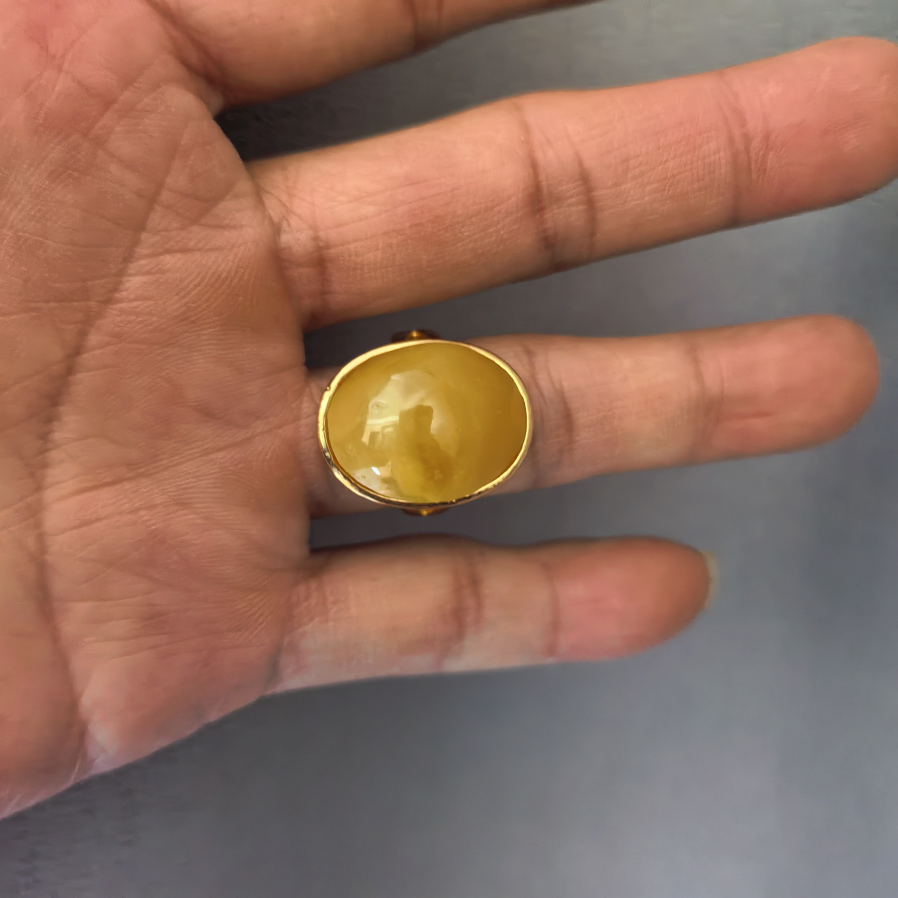 黄铜亚克力戒指 气质新款百搭首饰金色欧美风大小可调戒指