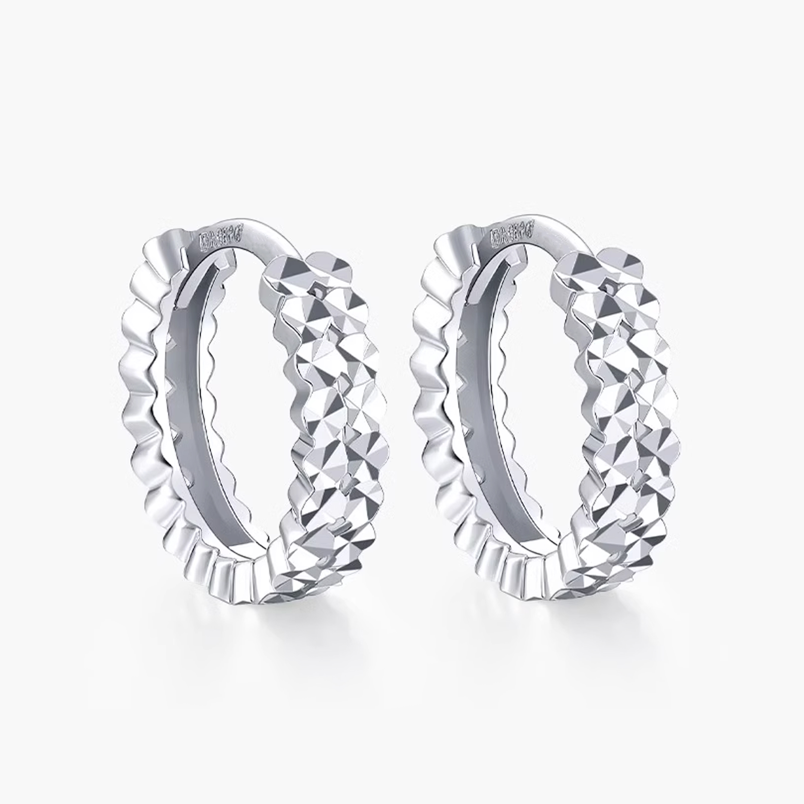 Pt950铂金满天星耳扣时尚耳圈轻奢百搭铂金圈圈耳环潮流白金耳环