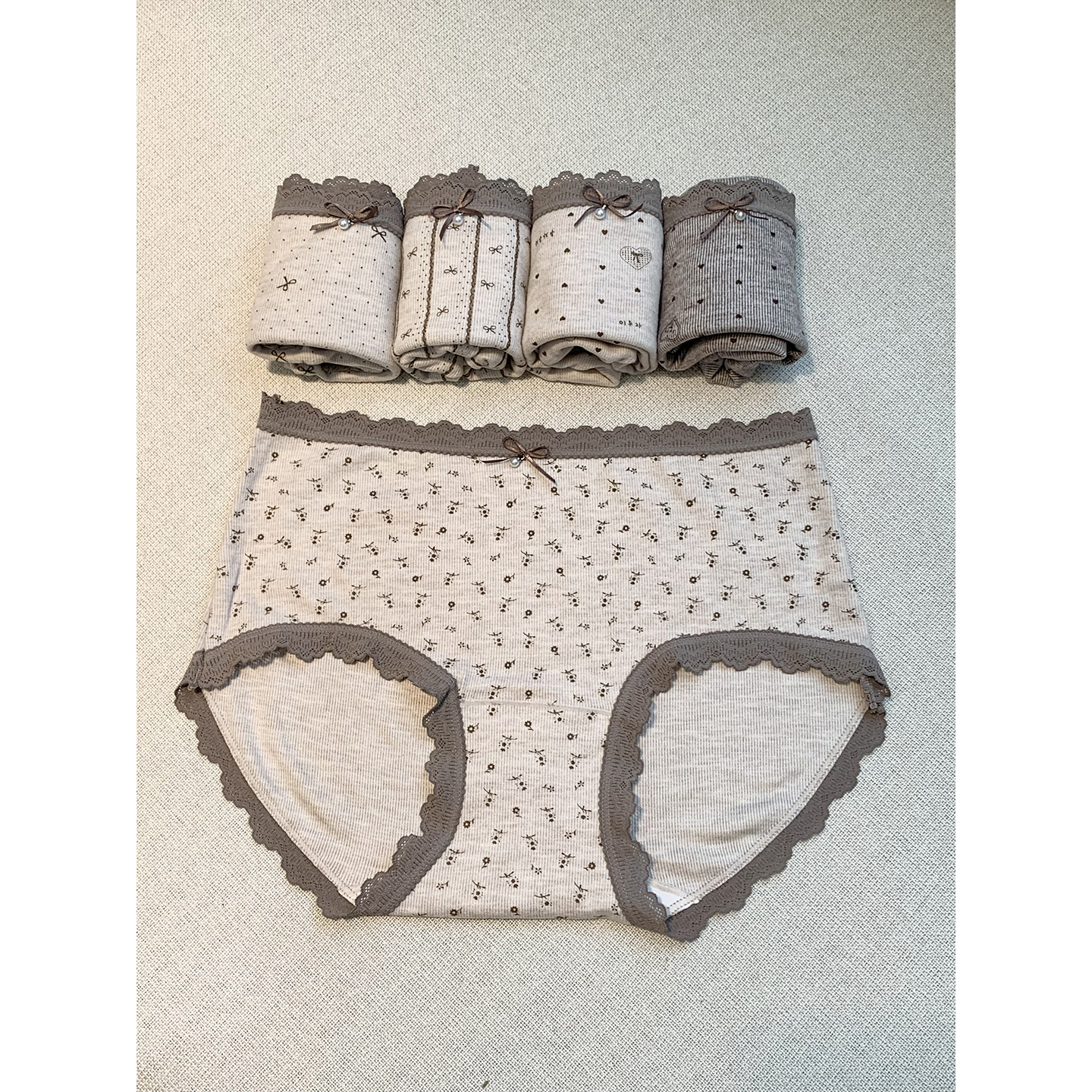 “碎花内裤”适合瘦mm 中低腰法式田园风羊绒加厚版内裤一盒五条装