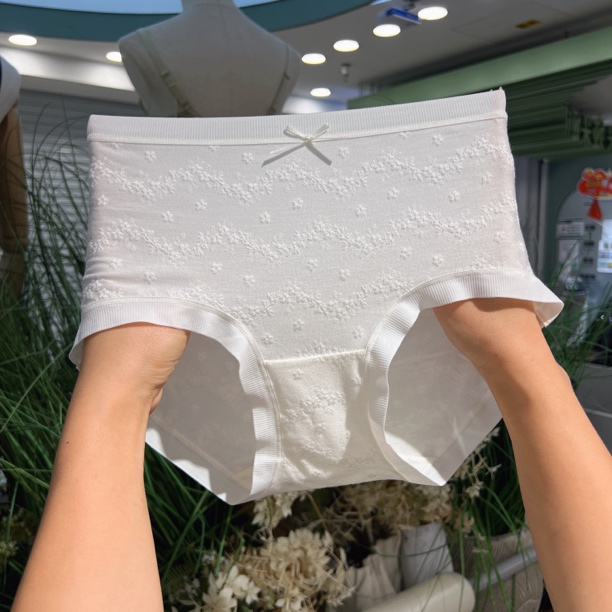 【80-140斤】奶酪紫苏精致提花女士三角内裤中高腰柔软亲肤舒适透气
