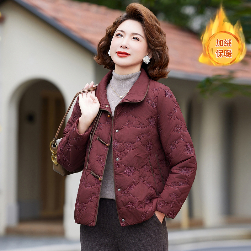 国风中年妈妈装棉服秋冬新款时尚厚外套加绒中老年洋气女装保暖冬