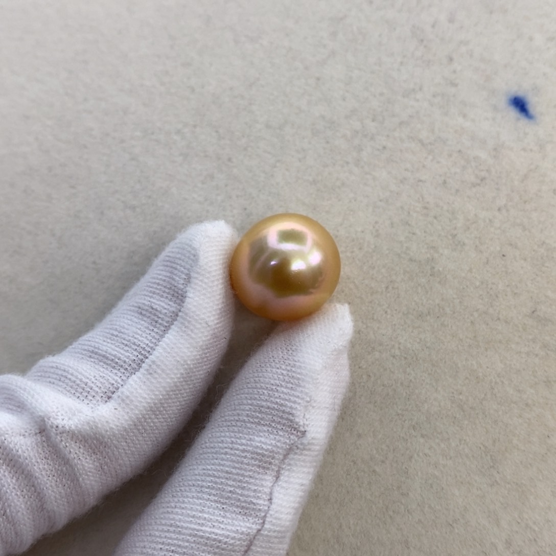 海水珍珠裸珠未镶嵌13/14mm金珠裸珠