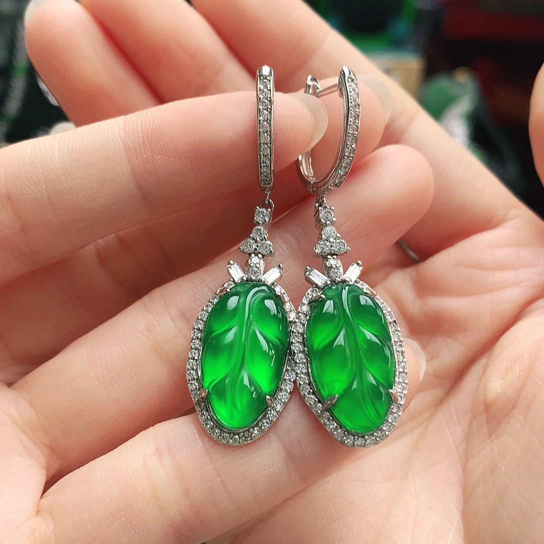 玛瑙/玉髓耳钉银S925镶嵌