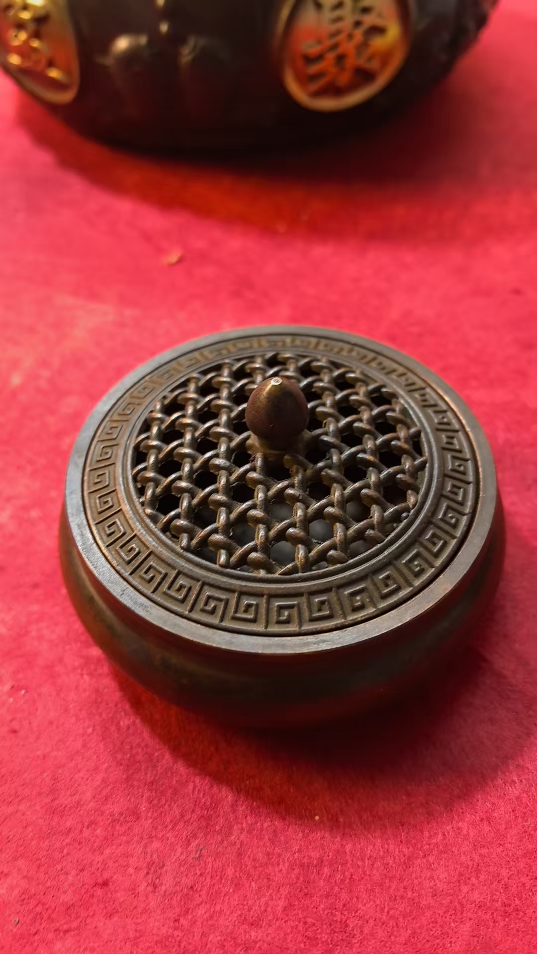 编织网盖香炉熏香桌摆