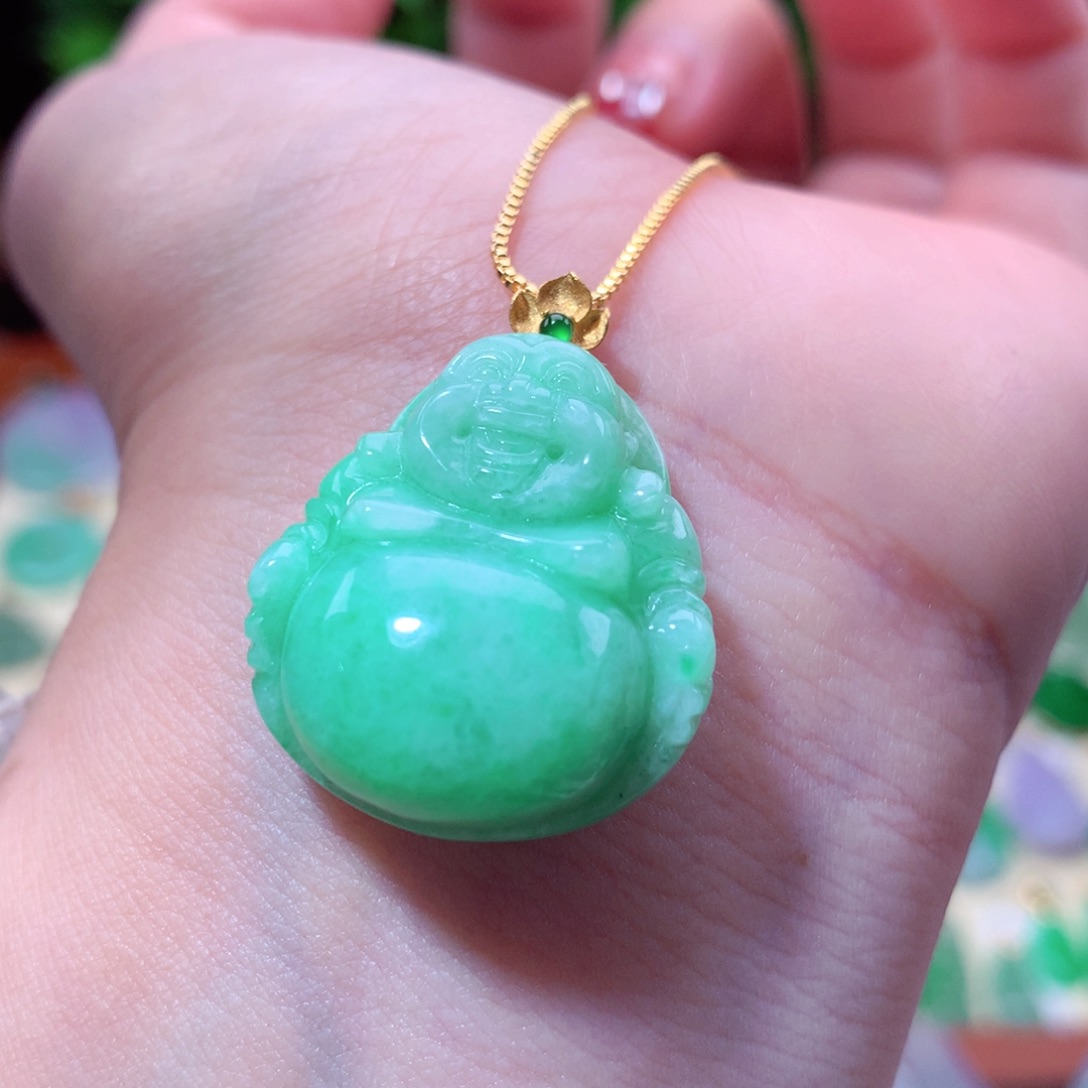 翡翠吊坠(不含链)18K金镶嵌