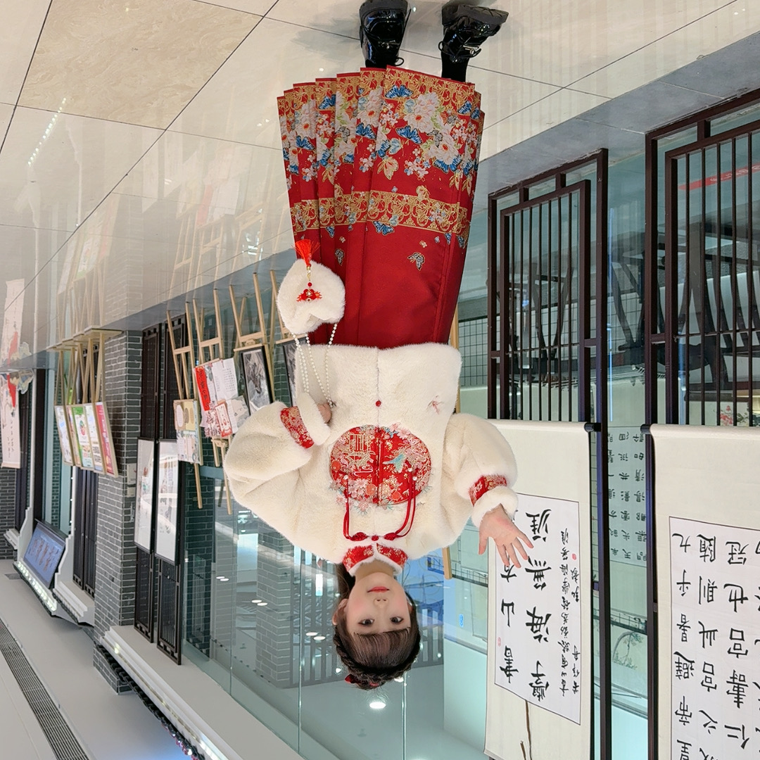女童新中式国风马面裙套装冬季加棉加厚2025新款古风拜年服两件套