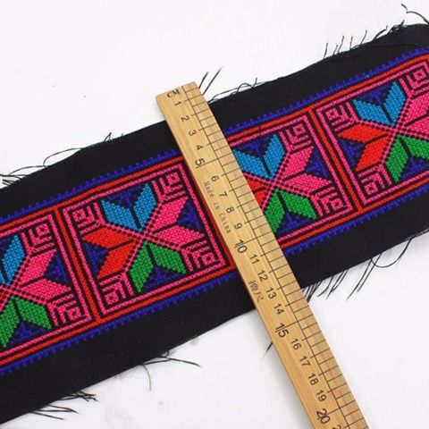 少数民族服饰红色十字绣花边手工机绣刺绣绣条配饰辅料