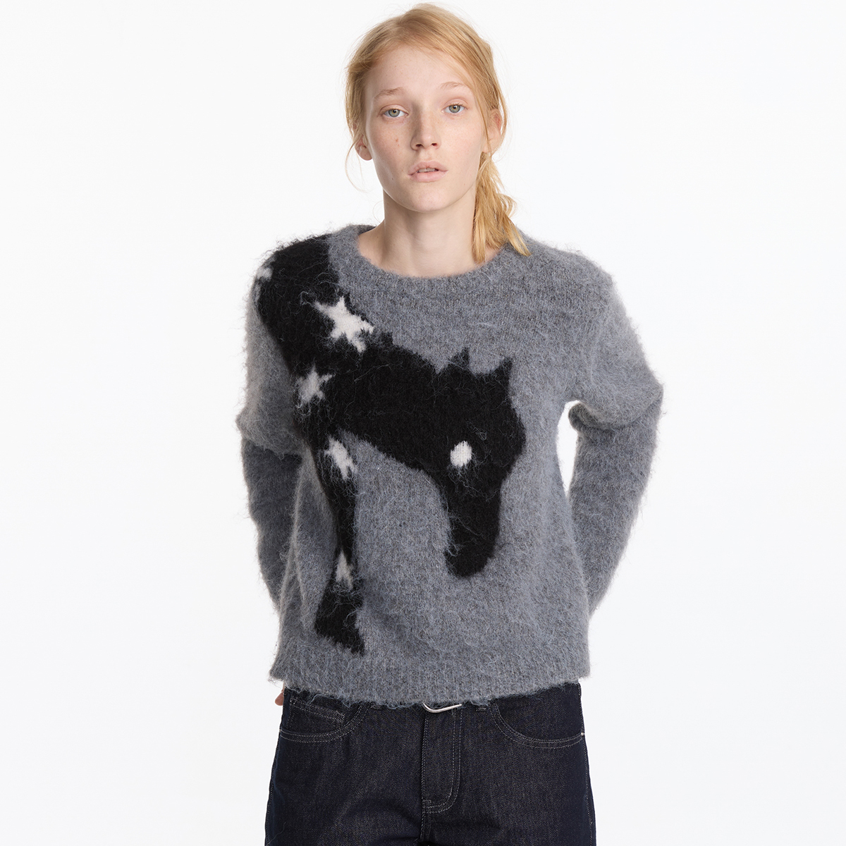 LYUOCHENG秋冬羊毛拉毛星星小马长毛休闲毛衣