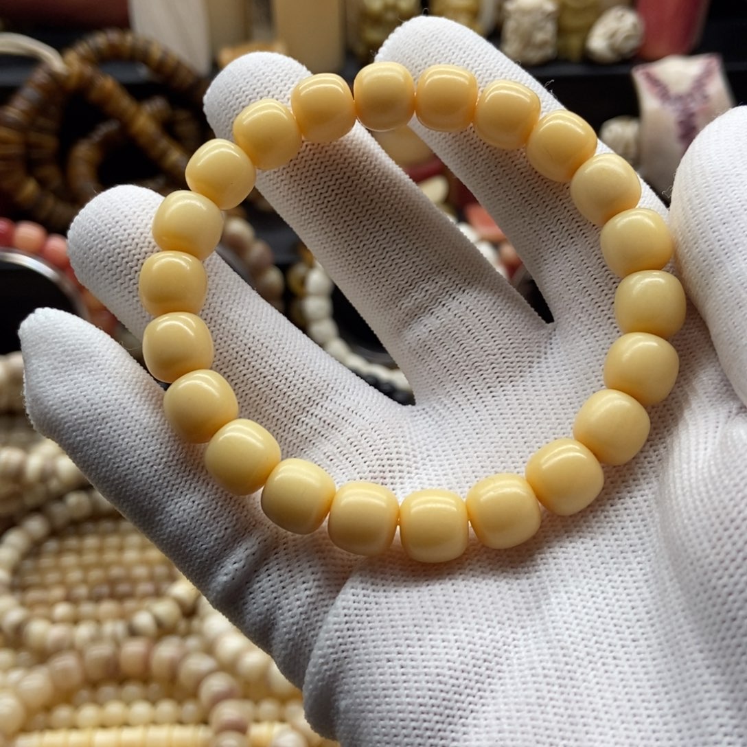 驼骨手串/手链10毫米奶油黄老型