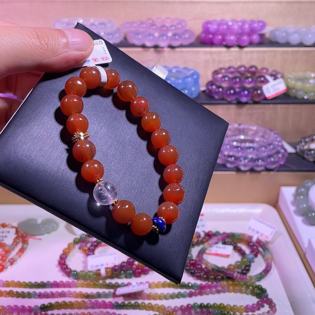 水晶银S925镶嵌手链南红