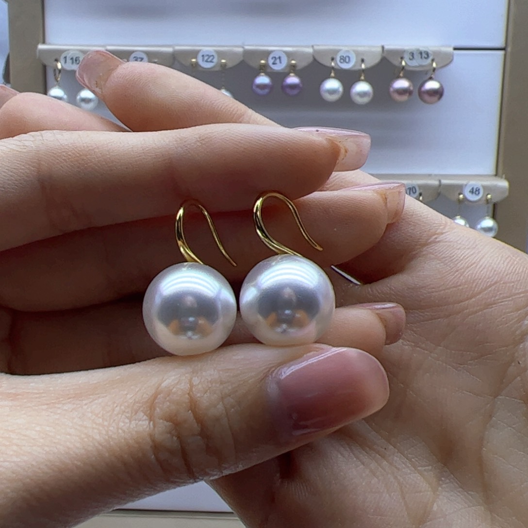 淡水珍珠耳饰18K金镶嵌
