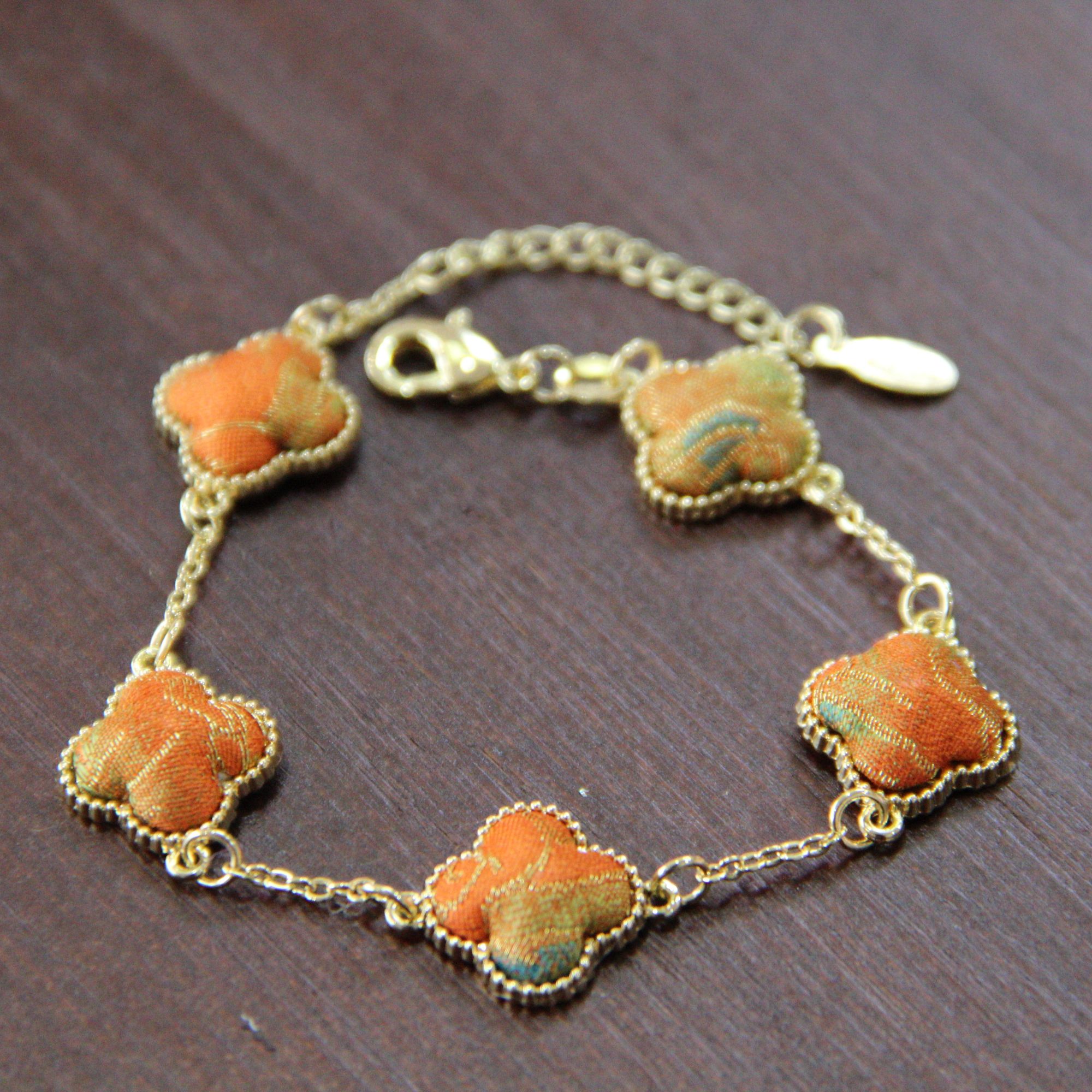 锌合金手链 非遗宋锦四叶草手链