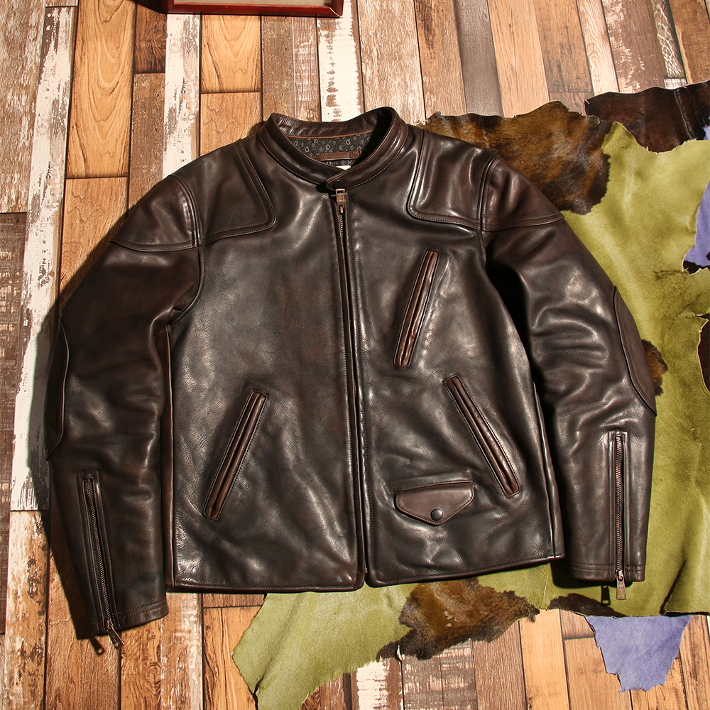 真皮皮衣男士头层牛皮毒液机车夹克修身短款水洗擦色做旧美式复古