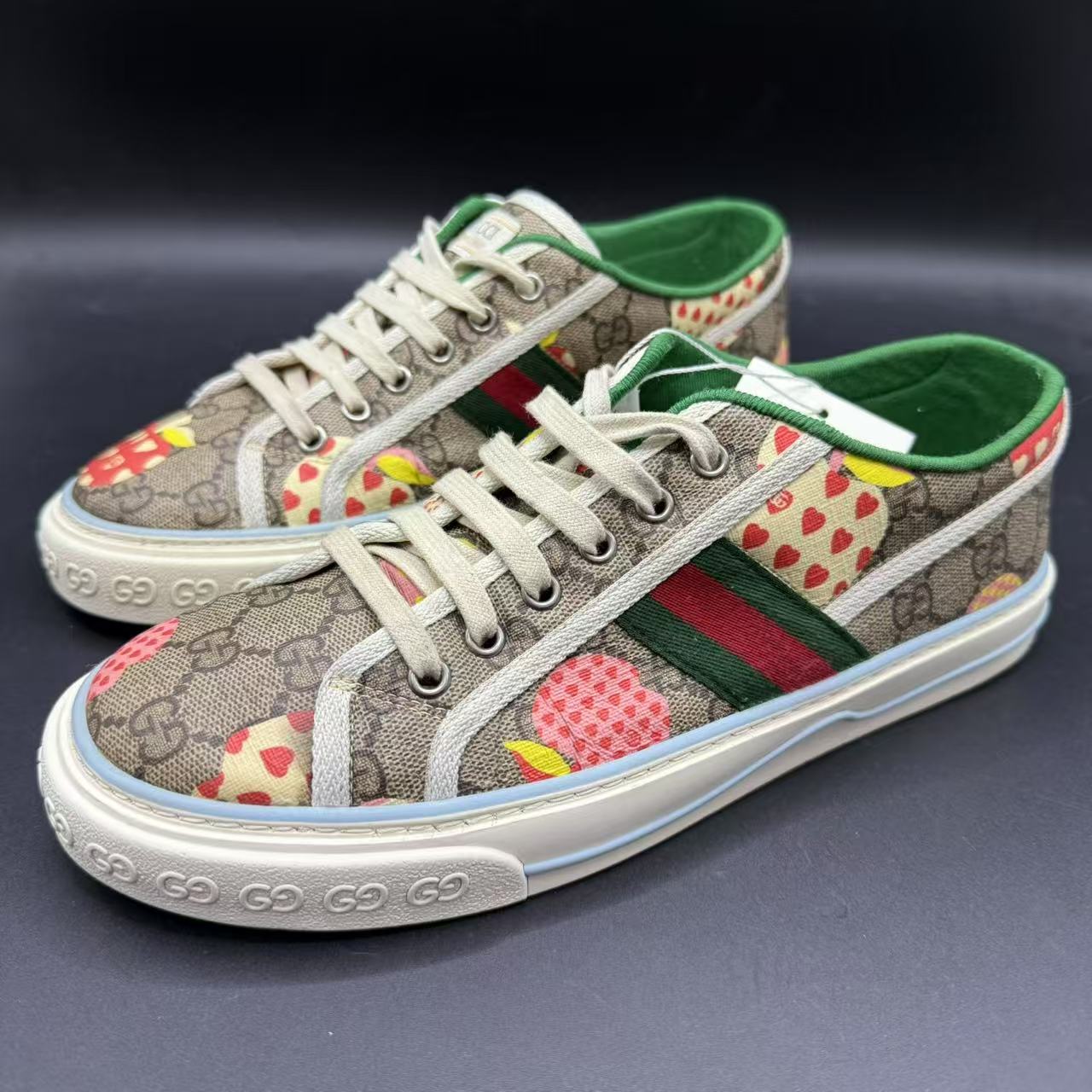 95新 GUCCI/古驰 【聚星好物】男士糖果棕老花1977板鞋41欧y004g  