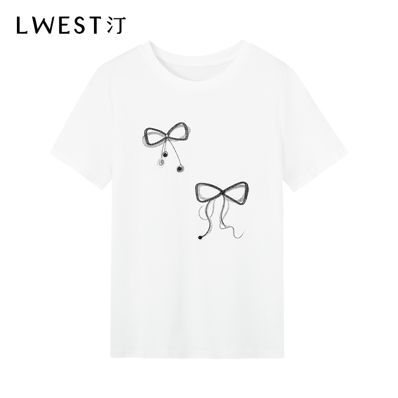 【达人专属】朗文斯汀蝴蝶结钉珠百搭上衣DZMT4205D12451