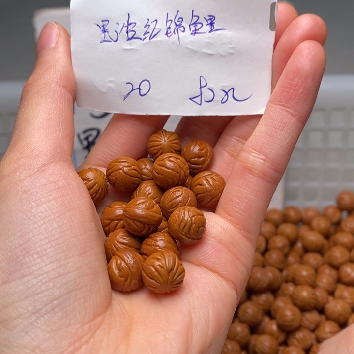 手串桃核11mm左右野生红锦鲤20颗（打孔）