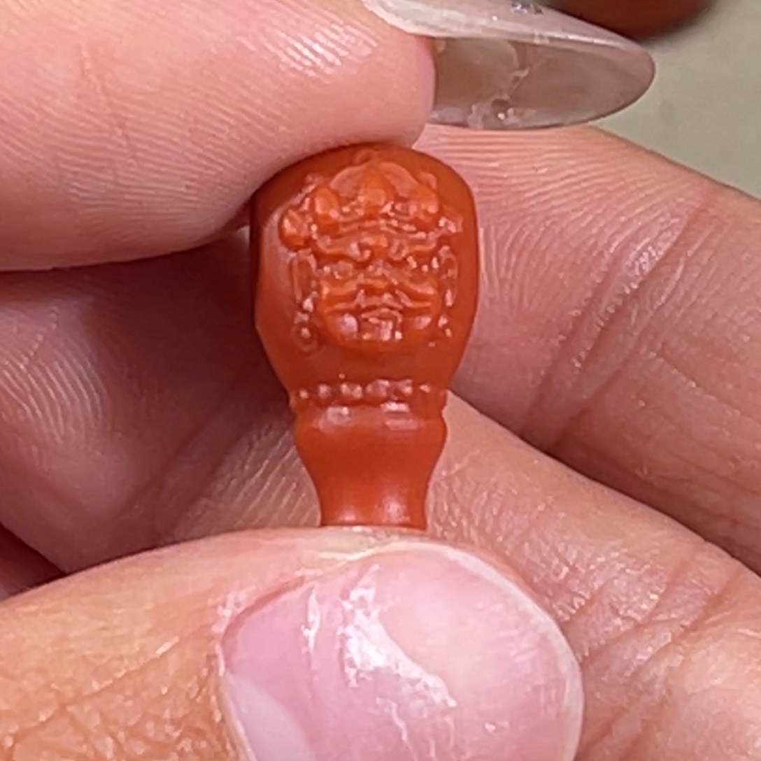 南红玛瑙未镶嵌老南红黄财神三通8.6mm