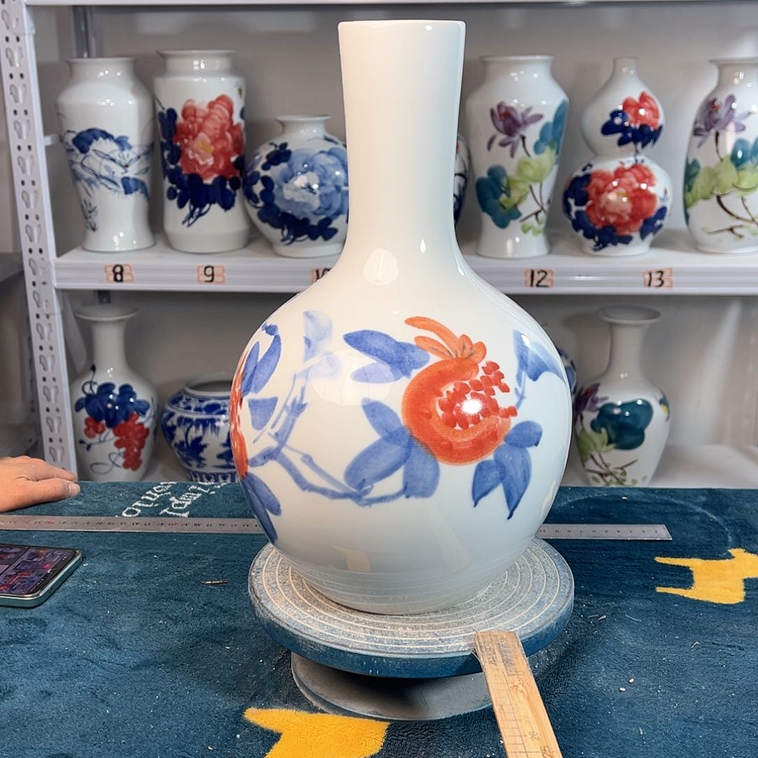 摆件景德镇陶瓷天红石