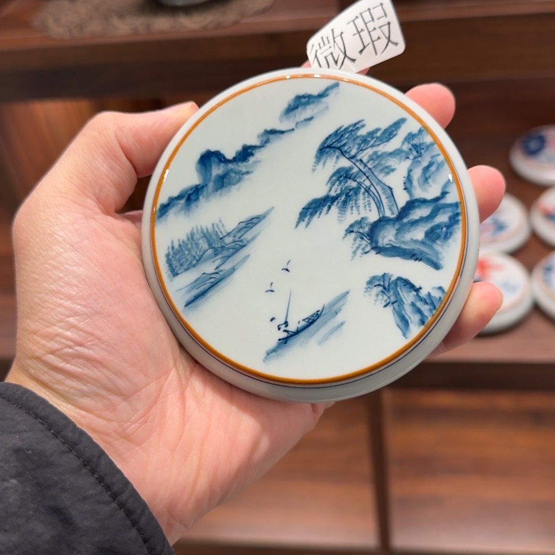 釉下手绘茶具微瑕