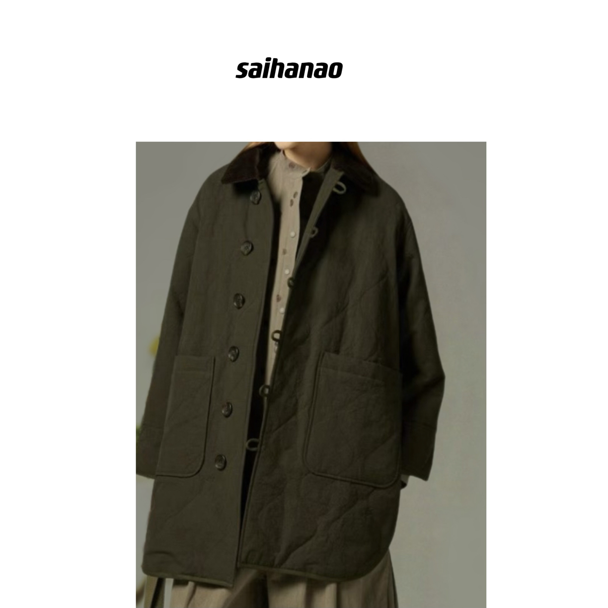 侧开叉拼接风衣外套