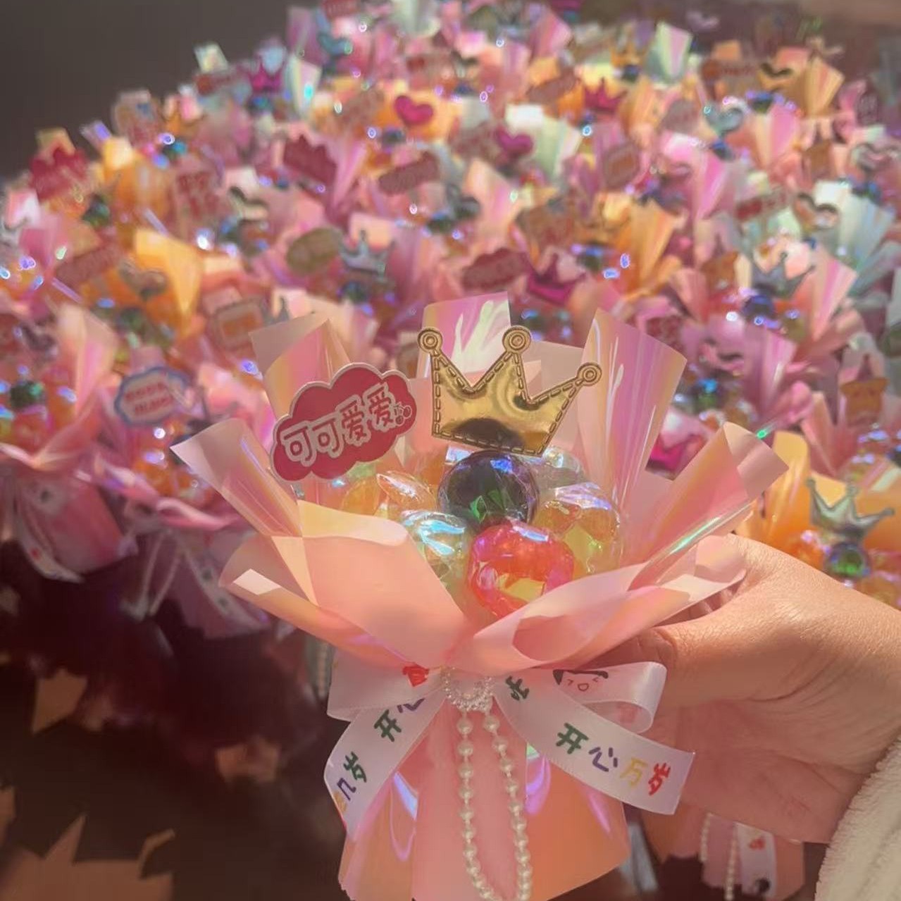 【成品～成人手掌大小，介意慎拍】迷你棒棒糖小花束儿童春节小礼物