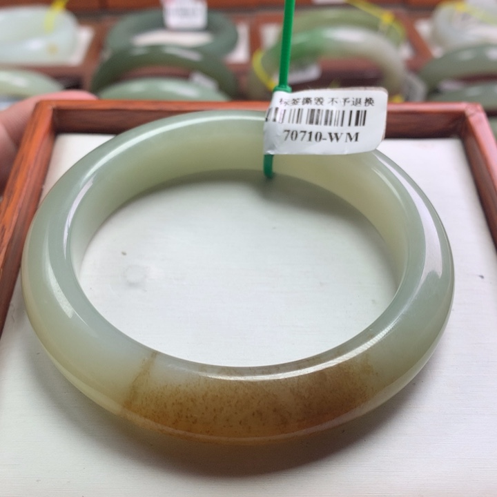 和田玉手镯未镶嵌57-58