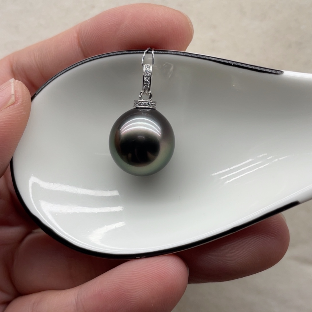 海水珍珠吊坠(不含链)18K金镶嵌14.1m m