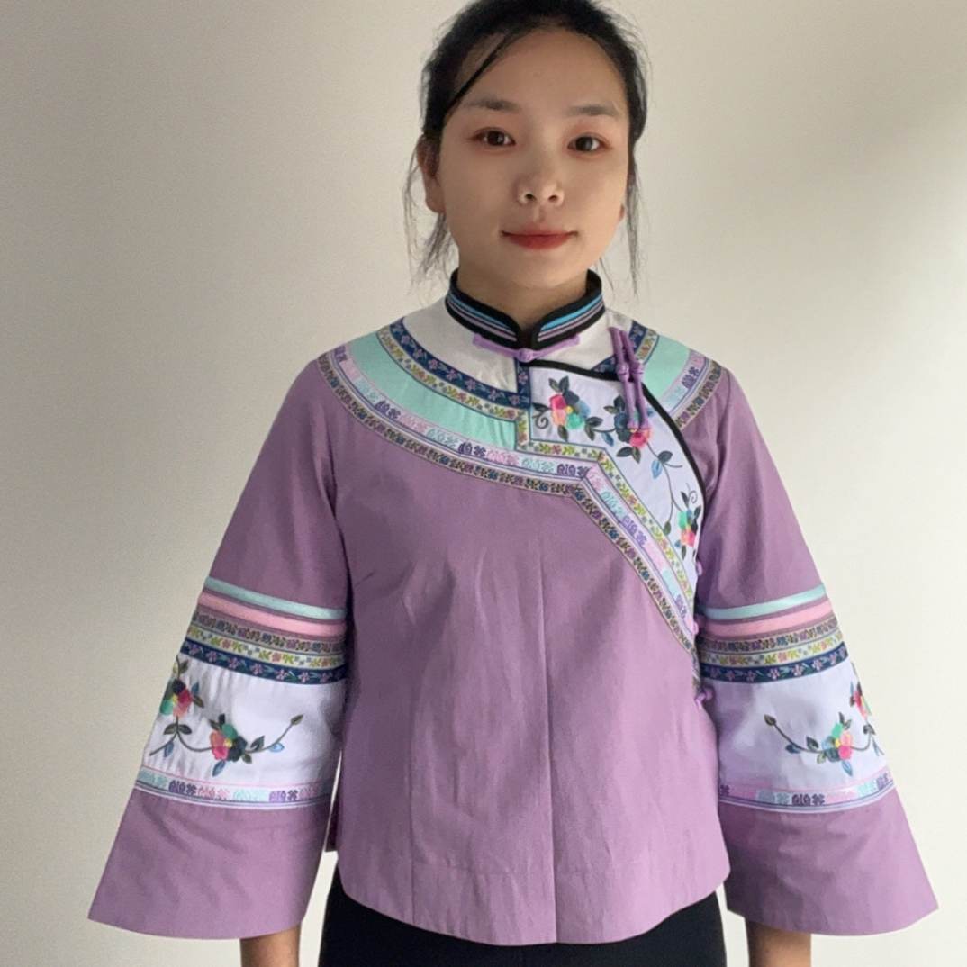 布依族壮族刺绣百搭上衣复古传统民族风女装盘扣日常款