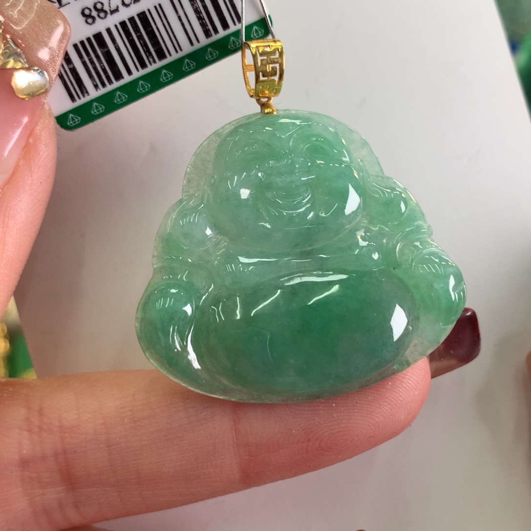 翡翠吊坠(不含链)18K金镶嵌