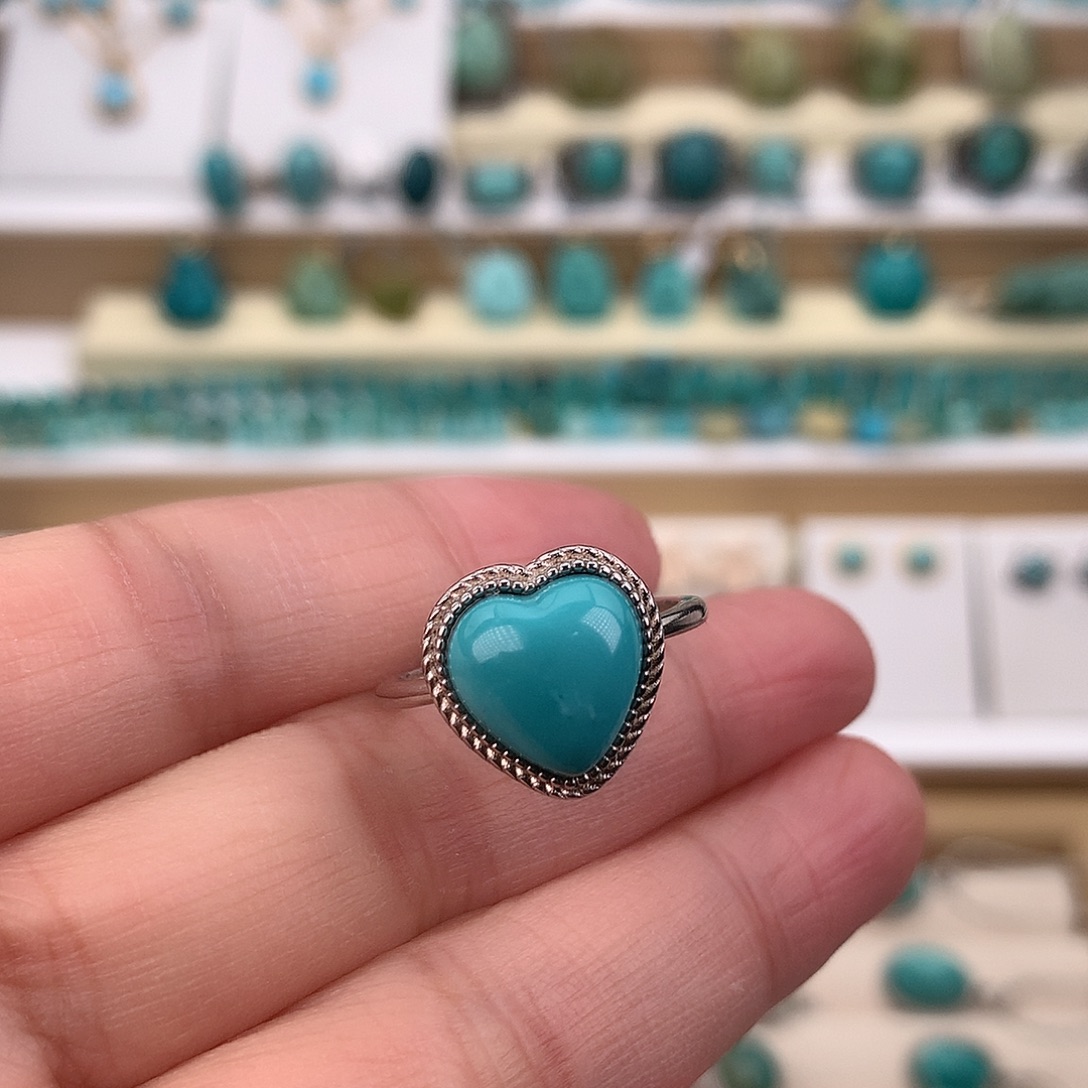 绿松石银S925镶嵌戒指