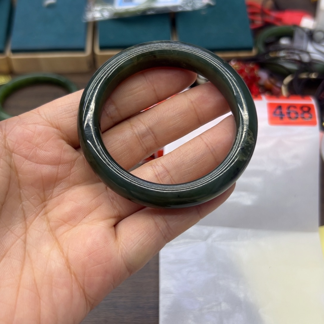 和田玉未镶嵌手镯52.2圈围468