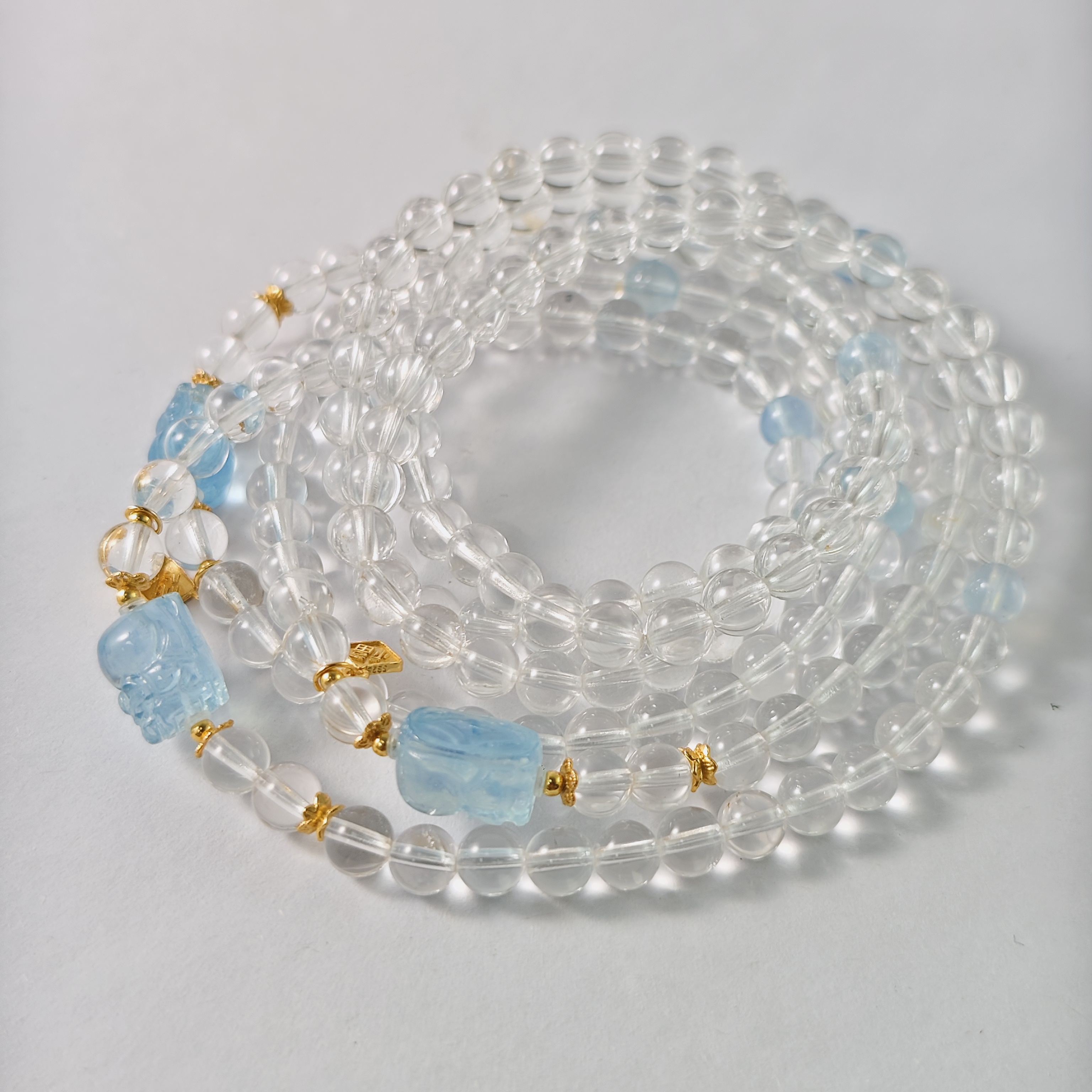 【书记甄选】天然原创白水晶双圈手链 约5mm 多样性发一件 7226JS