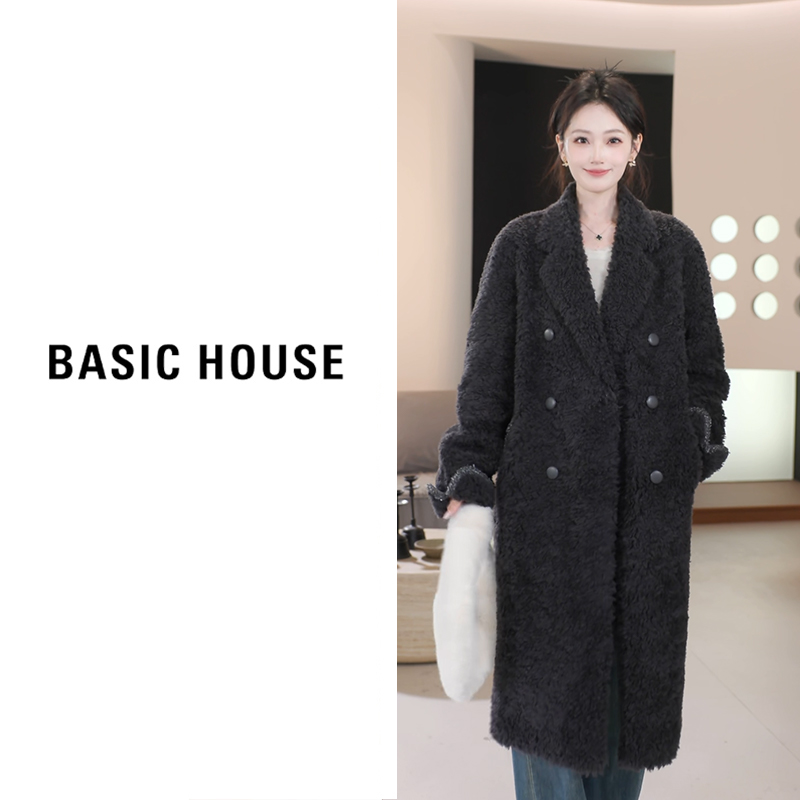 Basic House/百家好2025年新款羊羔毛外套女B1294B56072（衣长103）
