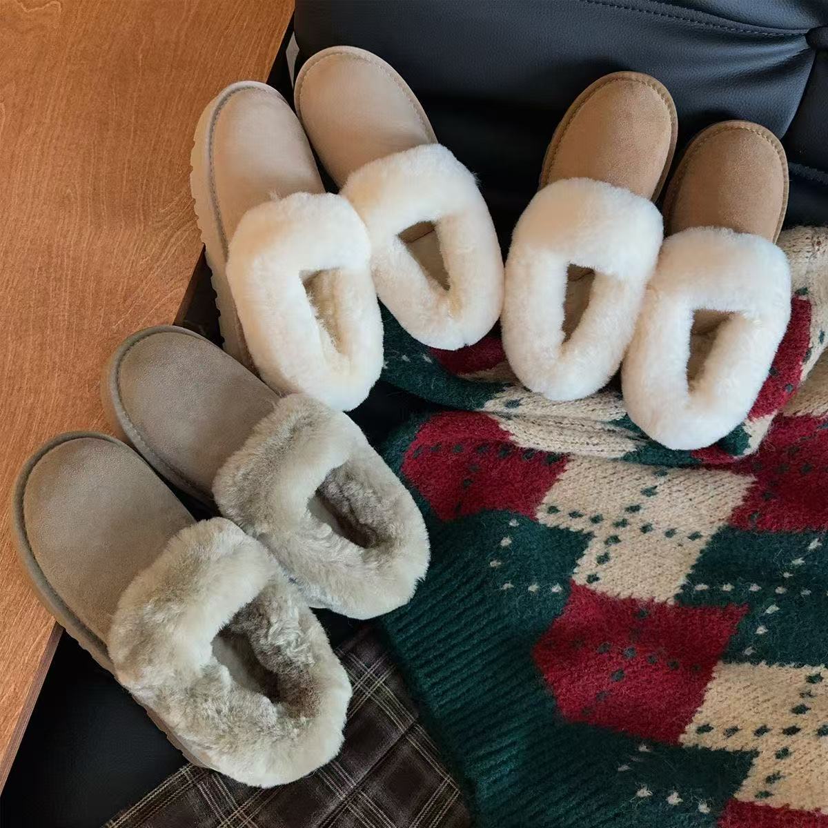 【大喜庆】桑坡发真皮真毛高版本时尚雪地靴