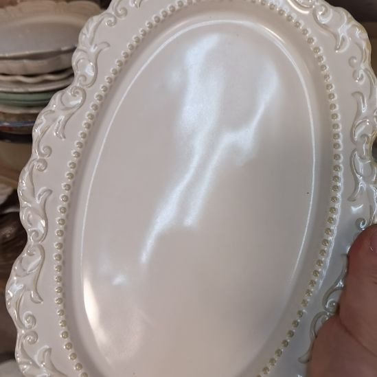 瓷片微瑕洛可可鱼盘两个一组