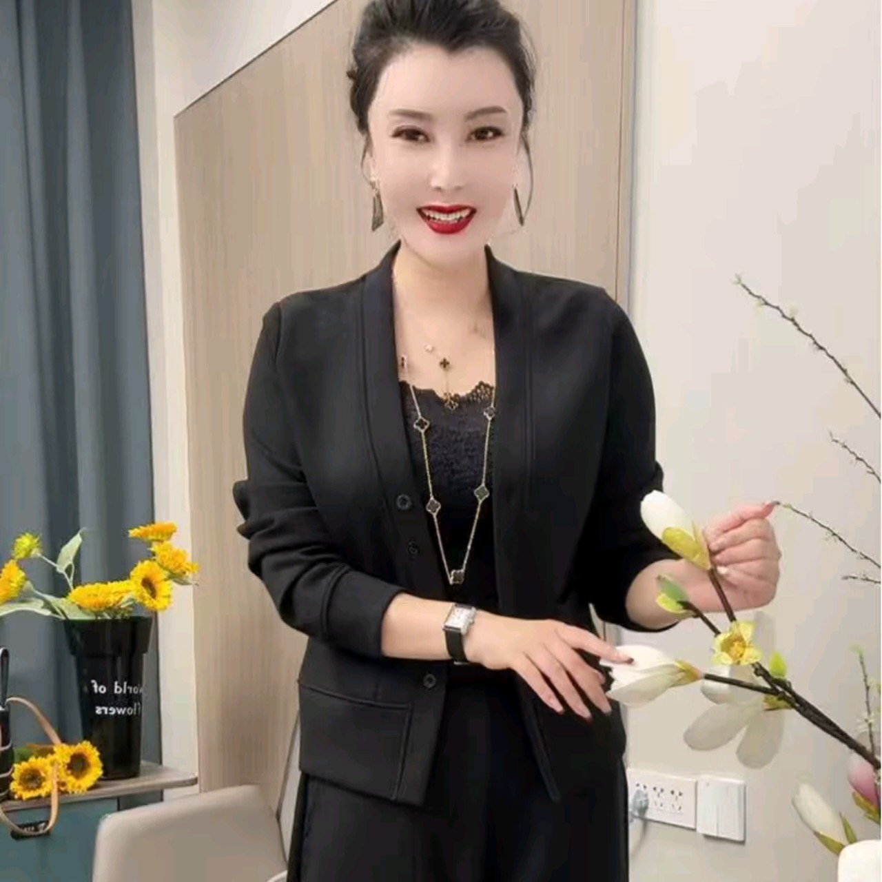2025秋款上衣＋裤子单排扣常规款厚款保暖无领套装时