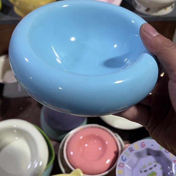 陶贝果碗陶瓷蓝色陶瓷微瑕