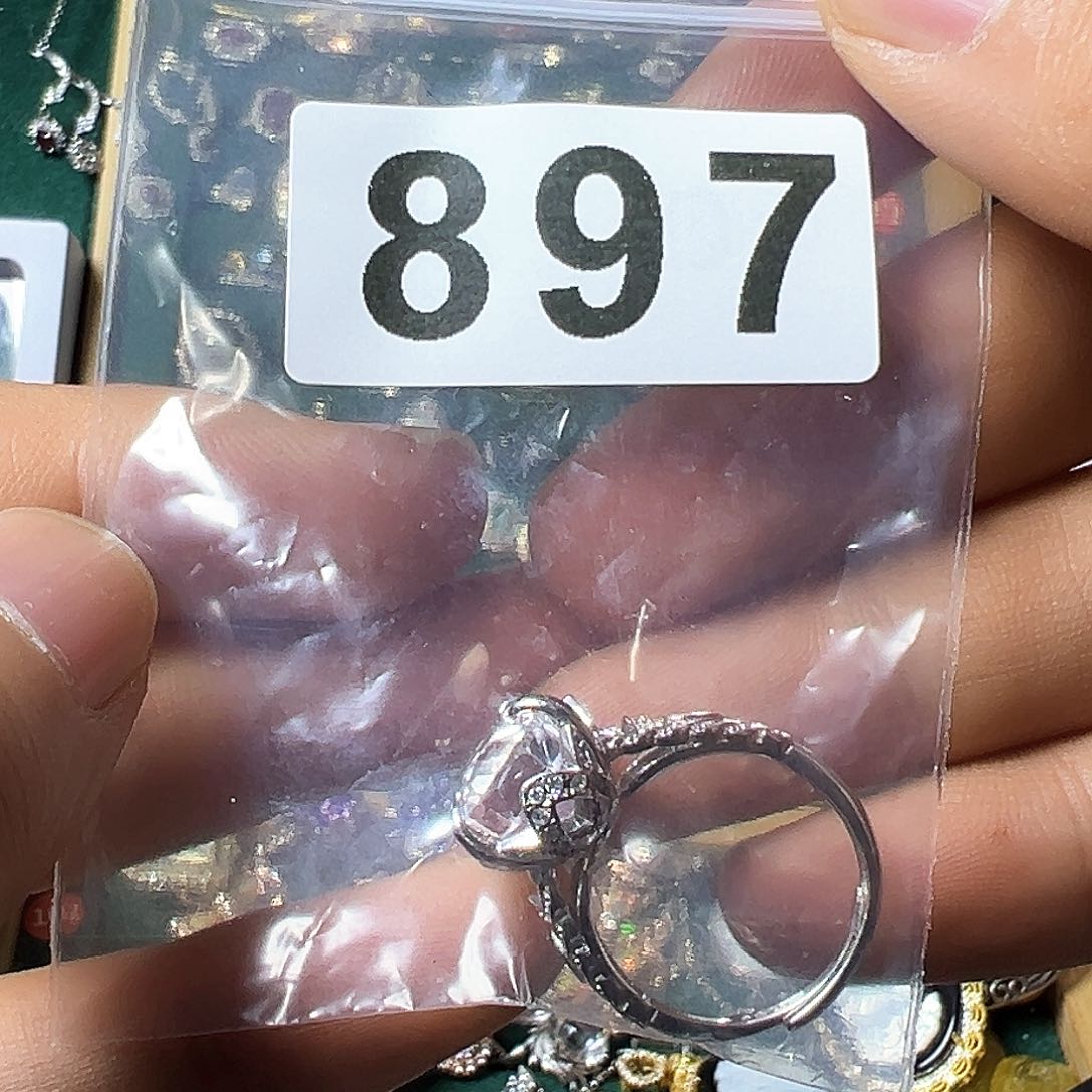 石英质玉戒指银S925镶嵌?****?
