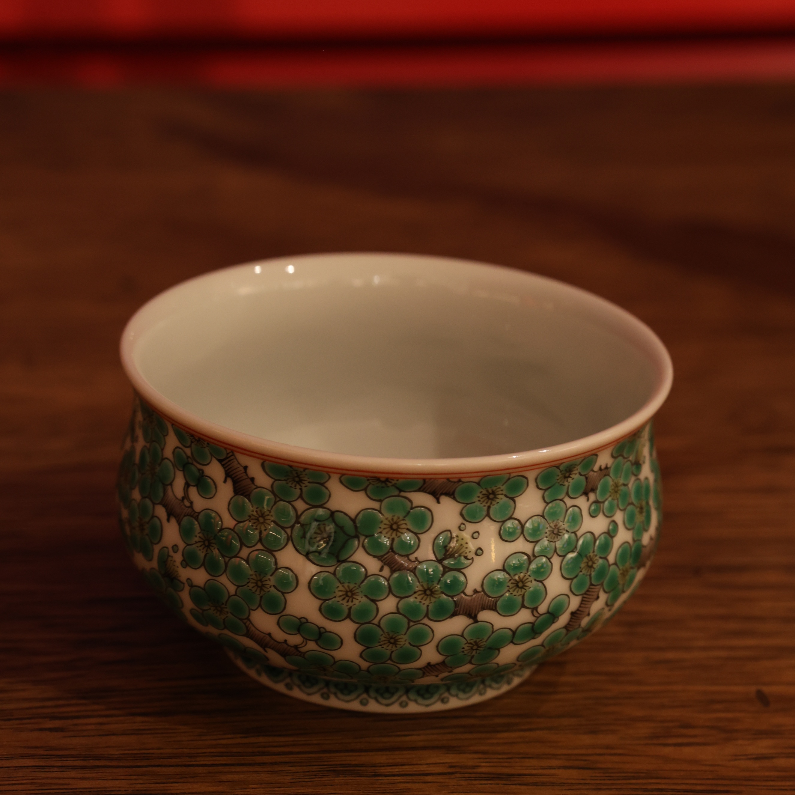 古阅和风·绿梅炉式杯景德镇陶瓷纯手工手绘茶具茶器