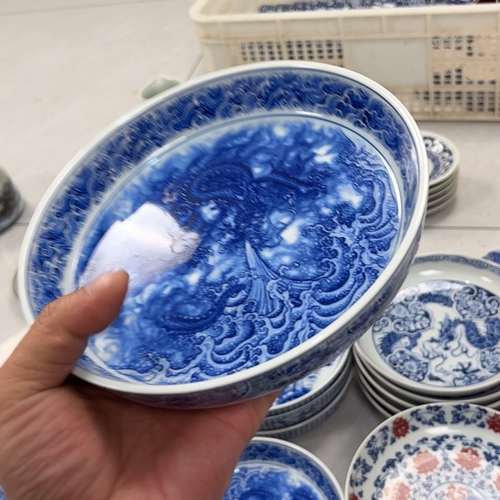 瓷片青花墨龙吸水大胡乘景德镇