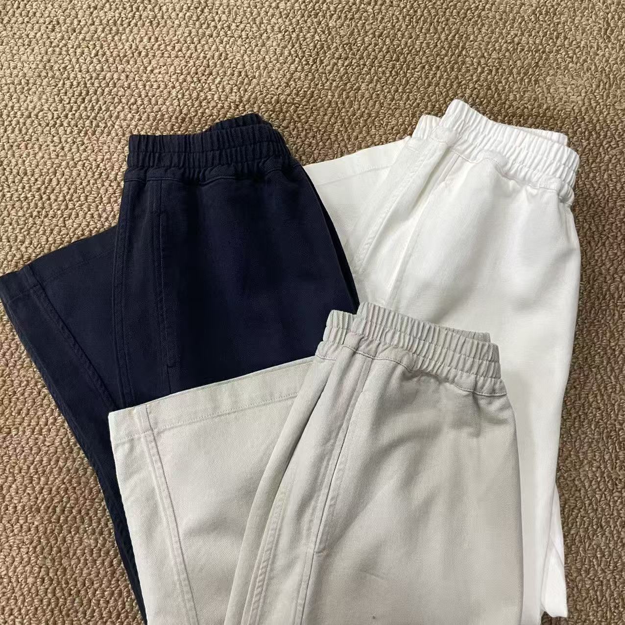 【左耳与麻】2025秋季新款亚麻棉纯色直筒拼接长裤女时尚百搭52303