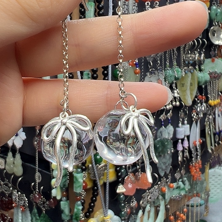 点***洋水晶银S925镶嵌耳饰