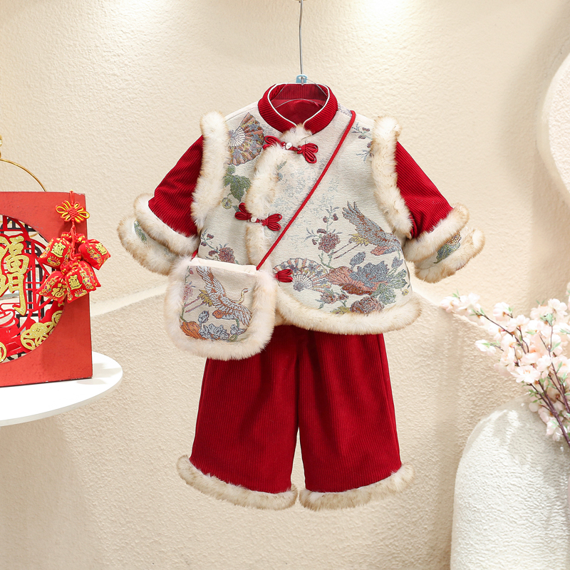 女童拜年服秋冬款2025新款宝宝新中式唐装冬季儿童冬装过新年衣服