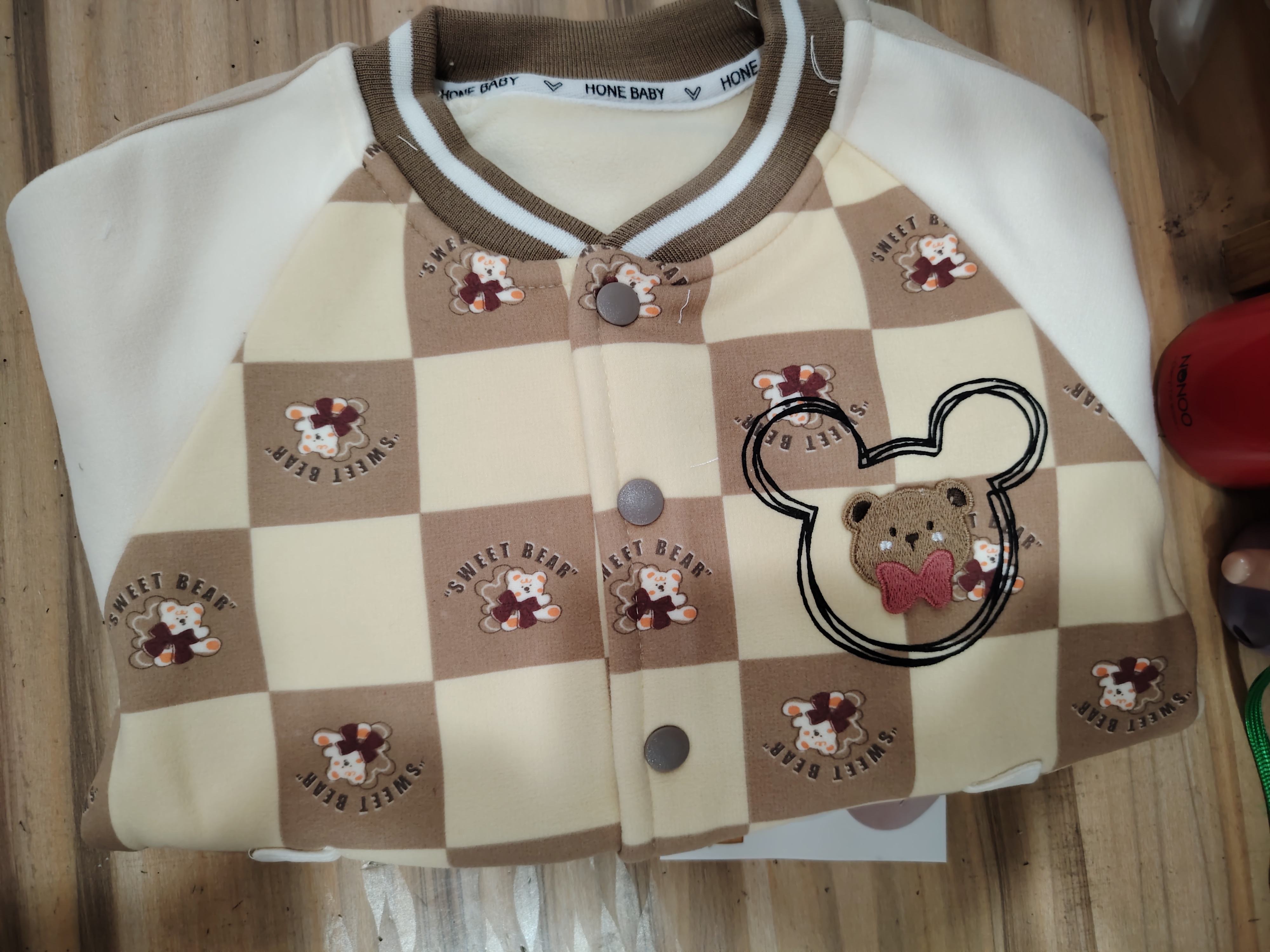 状元L（7109）挑格小熊加绒外套