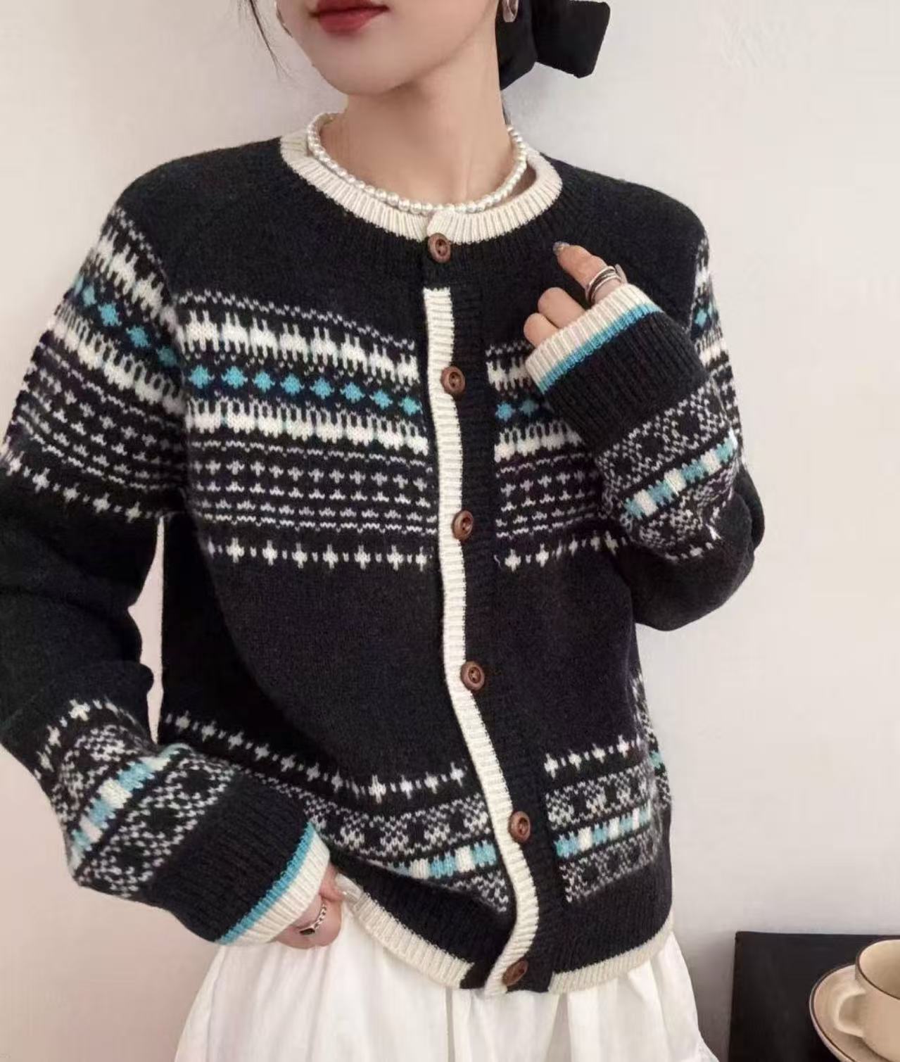 圆领长袖女开衫1206